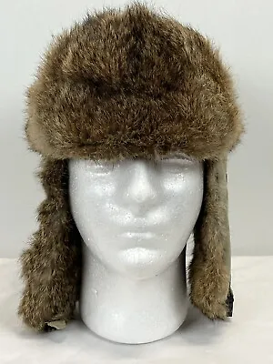 Perry Ellis Real Rabbit Fur Trapper Hat GUC Sz M • $22