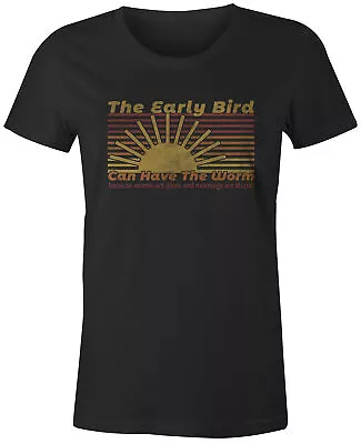 9 Crowns Tees The Early Bird Can Have The Worm Funny Lazy T-Shirt-Mens • $17.99