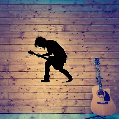 Wall Vinyl Decal Guitarist Sticker Man Guitar Player Mural Music Rock Black • $11.39