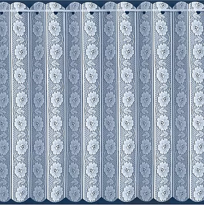 Floral Voile Louvre Vertical Pleated Window Blind Panel Lace Curtains 48  122cm • £10.95