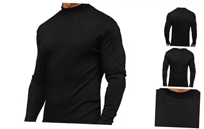  Mens Half Turtleneck Long Sleeve Pullover Basic Designed X-Large Black • $39.97