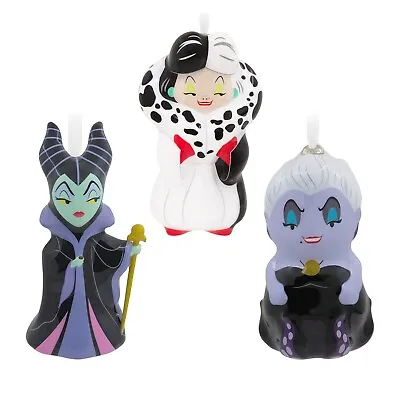 Hallmark Cruella De Vil Ursula & Maleficent Decoupage Christmas Ornaments • $29.95