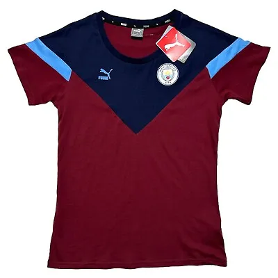 PUMA Manchester City FC Women’s Iconic MCS Cordovan T-Shirt Size M • £13.99