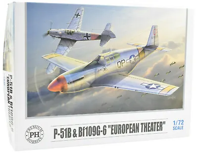 Premium Hobbies P-51B & Bf109 G-6 Twin Pack 1:72 Scale Model Airplane Kits 138V • $29.99