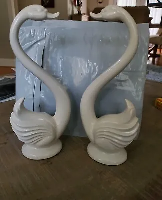 Vintage Maddux Of California Pottery White Glazed 10.5  Mid Century Modern Swans • $40
