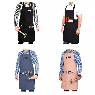 Adjustable Bib Apron Pockets Kitchen Cooking Apron Men Chef Work Tool BBQ Apron • $12.99