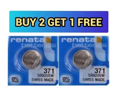 2 X Renata 371 1.55v Watch Cell Batteries SR920SW Mercury Free • £2.98