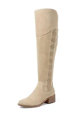 Vince Camuto Kreesell Taupe Suede Classic Over The Knee Tall Riding Flat Boots • $49.95