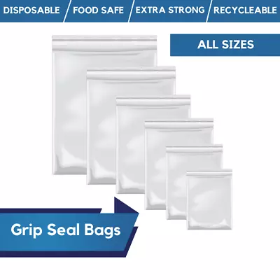 GRIP SEAL Bags Self Resealable Clear Polythene Bags Zip Lock Bags - All Sizes • £128.49