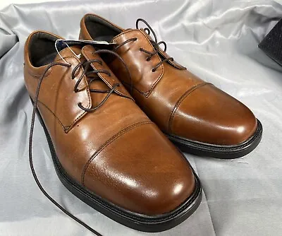 NUNN BUSH Mens 11.5M Cognac Leather Maxwell Oxford Shoe W/Comfort Gel NEW In Box • $55