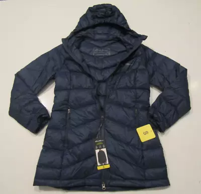 EDDIE BAUER Blue Chevron Down Parka Jacket Coat NWT Womens Size Small S • $49.95