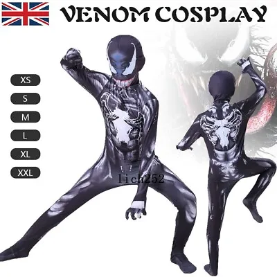 Kids Venom Marvel Superhero Boys Cosplay Costume Jumpsuit Fancy Dress Cloth UK • £8.89