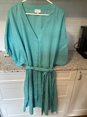 Witchery Linen Turquoise Dress Size 16 • $22