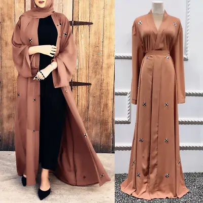 £43.38 • Buy Dubai Open Abaya Women Maxi Dress Muslim Kimono Kaftan Islamic Jilbab Party Gown