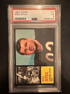 Mike Ditka Rookie PSA 1962 Topps Football #17 Graded PSA 5 EX Bears HOF RC • $500