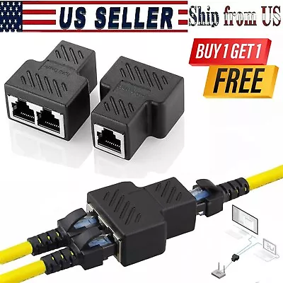 RJ45 Splitter Adapter 1 To 2 Ways Dual Female Port CAT5 /6/ 7 LAN Ethernet Cable • $5.99