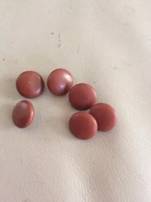 Genuine Leather Coral / Dark Tan  Covered Upholstery Buttons. X 6 • £3.50