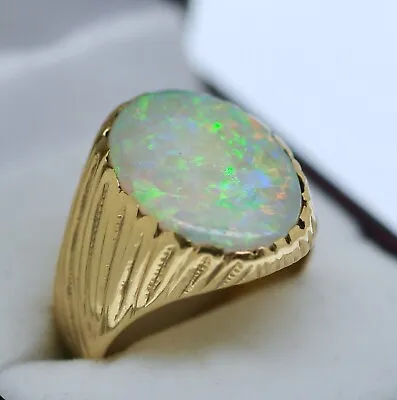 Fine Jewelry Solid 18K Gold Band Ring Australia Natural Opal Coober Pedy 5.6Ct  • £2196.30
