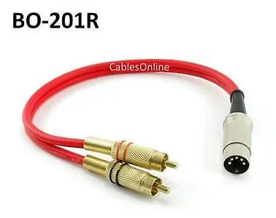 CablesOnline 1ft Din 5-Pin Plug To 2-RCA Plug Ultra Flex Cable • $19.99