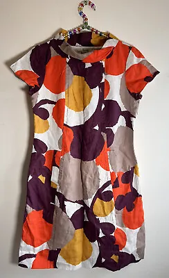 £29.99 • Buy Boden Audrey Colourful Retro Print Short Sleeve Linen Dress - Size 10R