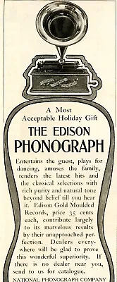 1904 Original Edison Cylinder Phonograph Ad. A Most Acceptable Holiday Gift • $8.99