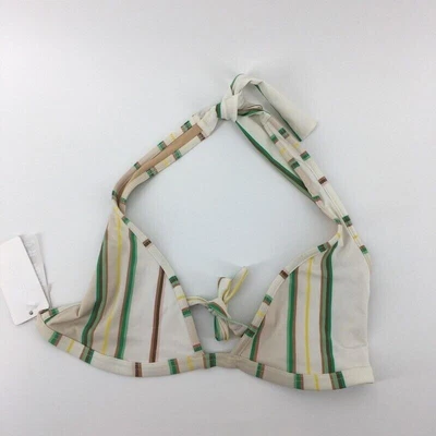 $14.99 • Buy Rosa Cha Womens Bikini Swim Top Triangle Tie Halter Ivory Stripe Medium NWT