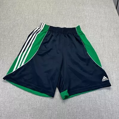 Vintage Adidas Basketball Shorts Mens Medium Blue Green Mesh Lined 3 Strips Run • $24.88