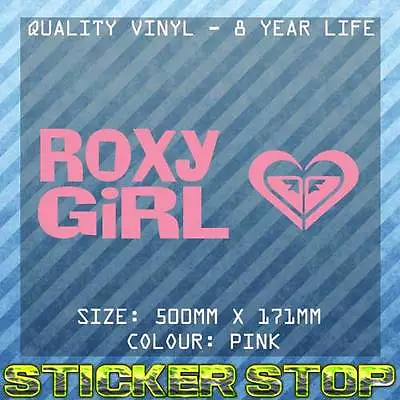 ROXY GIRL VINYL DECAL/STICKER (50cm Pink)  WINDOW CAR STICKER SURFING SURF • $13