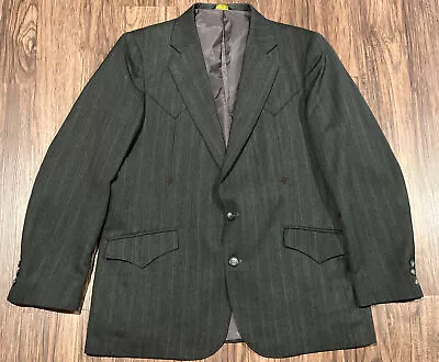 Mesquite Niver Western Wear Men's 42R Blazer Suit Coat Gray VTG • $60