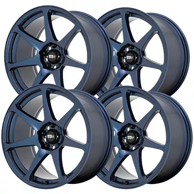 (Set Of 4) Staggered-Motegi MR154 Battle 18  5x4.5  30mm Blue Wheels Rims • $1056