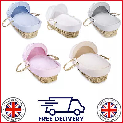£44.99 • Buy Clair De Lune Dimple Palm Moses Basket & Luxury Bedding Set - 5 Colours