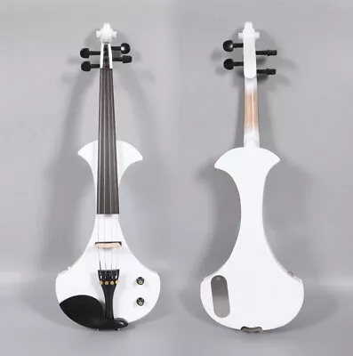 White Electric Violin 4/4 Solid Wood Nice Tone Bow Ebony Fittings Free Case  • $377.85