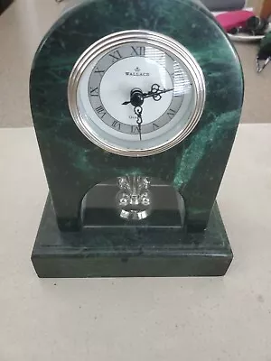 Wallace Silversmiths Green Vintage Mantle/Desktop Marble-Like Clock • $5.69