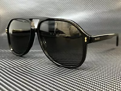 GUCCI GG1042S 001 Black Aviator 60 Mm Men's Sunglasses • $263.25