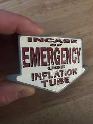 In Case Of Emergency Belt Buckle Funny Gag Gift Santa USA Made METAL MAN CAVE • $25.69