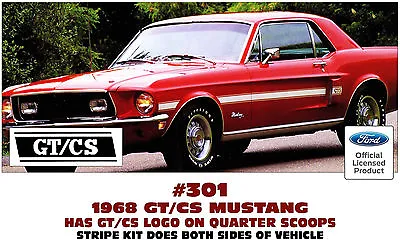 301 - 1968 Mustang Gt/cs - California Special Side & Trunk Stripe Kit - Licensed • $89.95