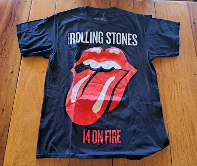 The Rolling Stones 14 On Fire 2014 Tour T-Shirt Band Gildan Sz Medium FREE POST • $34.95