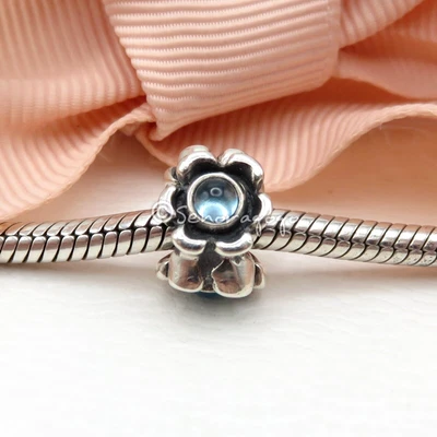 $89 • Buy Authentic PANDORA Morning Glory 💙🦋 Bright Blue Topaz Flower Charm #790280 Rare