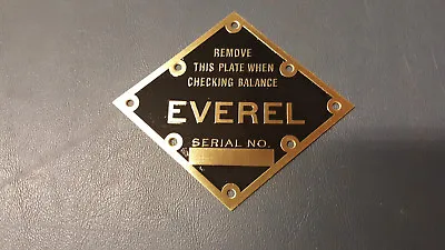 Everel Propeller Data Plate For Vintage Aircraft 1930s - 1950s Acid Etched Brass • $341.46