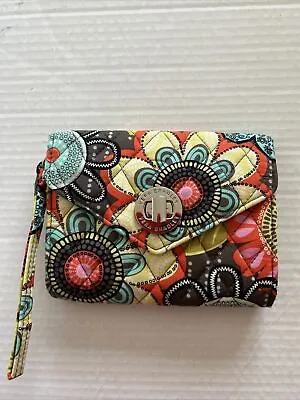 Vera Bradley Brown/turquoise Floral Magnetic Snap Wallet Card Change • $10