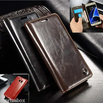 Leather Wallet Designer Retro Case Cover For Samsung Galaxy Note 3 S4 S5 S8 S9+ • £4.99