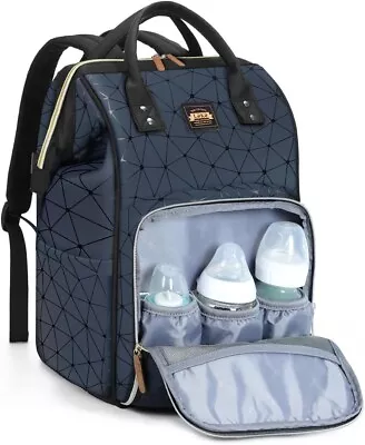Lekebobor Diaper Bag Backpack PU Leather Nappy Bag Backpack Multi-Functiona... • $71.79