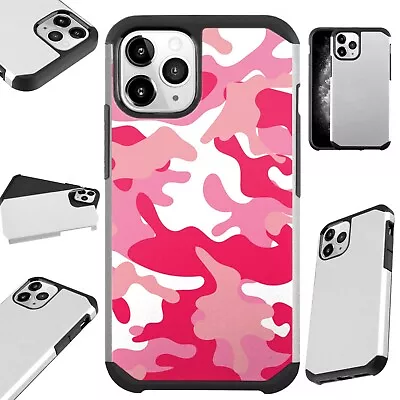 Fusion Case For IPhone 12/Mini/Pro Max Phone Cover PINK / WHITE CAMOUFLAGE • $13.50