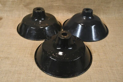 £20 • Buy VINTAGE BLACK ENAMEL INDUSTRIAL LIGHT SHADES X 3