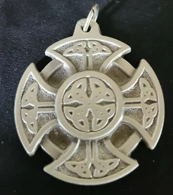 Vintage 2000 Teiquetra Pewter Pendant Cross Irish Celtic Signed  • $16.99