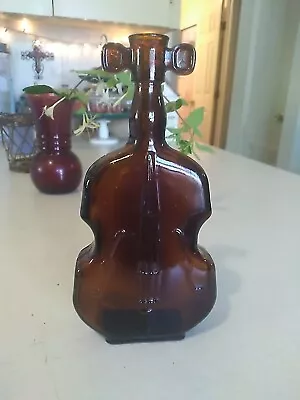 Nice Antique Brown Violin Cello Glass Bottle Bud Vase Handmade 8 In HTF Vintage • $18.99