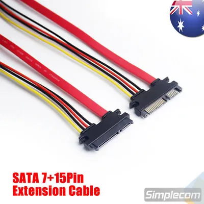 $7.95 • Buy SATA 22Pin 7P+15P SATA Data Power Combo Extension Cable Male To Female 30CM 50CM