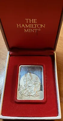 1975 Hamilton Mint .999 Silver Art Bar | Norman Rockwell Slumbering Santa • $70