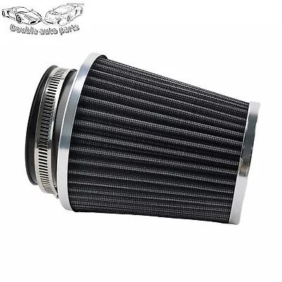 Silver 3  76mm Universal Dry Filter High Flow Cold Air Intake Cone Replacement • $9.18
