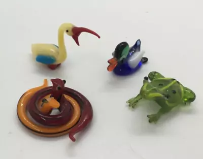 Murano Miniature Glass Animals Double Snakeduckfrog And Bird • £10